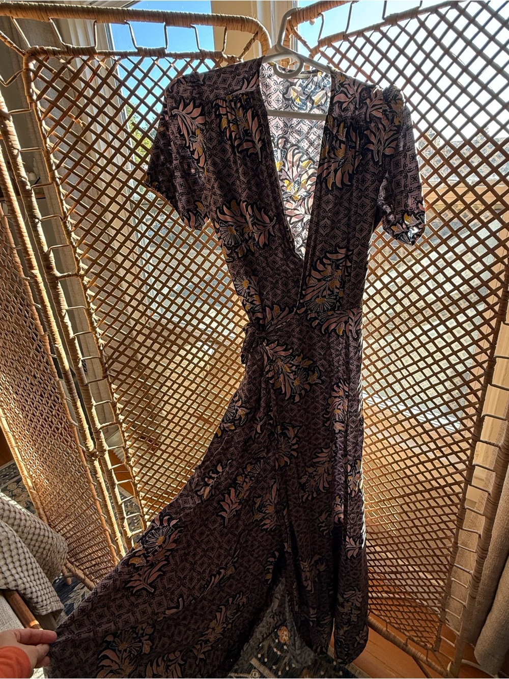 Anthropologie - the Odells - Women's Deep Plum Floral Wrap Dress